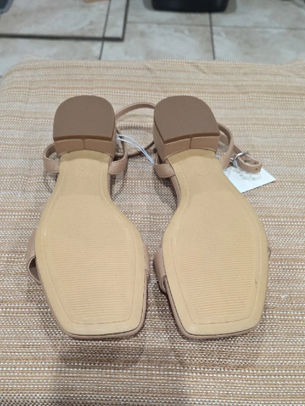 a new day Nude Ankle-Strap Square-Toe Sandals